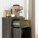 Meuble de rangement pour ferme avec portes de grange, buffet de cuisine avec portes doubles, tiroir et étagère réglable