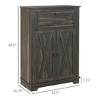 Meuble de rangement pour ferme avec portes de grange, buffet de cuisine avec portes doubles, tiroir et étagère réglable