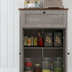 Meuble de rangement pour ferme avec portes de grange, buffet de cuisine avec portes doubles, tiroir et étagère réglable