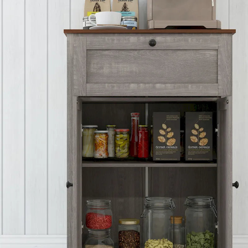 Meuble de rangement pour ferme avec portes de grange, buffet de cuisine avec portes doubles, tiroir et étagère réglable