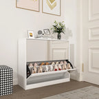 Meuble à Chaussures à 2 Niveaux avec Tiroirs pour Entrée, Chambre, Meuble à Chaussures à Porte Basculante
