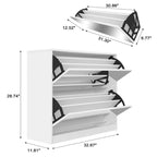 Meuble à Chaussures à 2 Niveaux avec Tiroirs pour Entrée, Chambre, Meuble à Chaussures à Porte Basculante