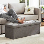 Coussin de tabouret de siège rectangulaire pour fauteuil, repose-pieds, boîte de rangement, gris, grande taille pour salon/entrée/chambre