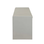 Banc avec rangement en tissu beige et finition blanche