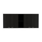 Armoire murale d'appoint en bois noir de 59 po avec cinq étagères