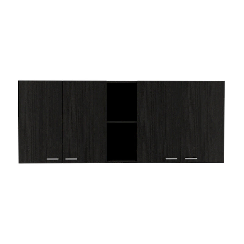 Armoire murale d'appoint en bois noir de 59 po avec cinq étagères