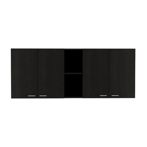 Armoire murale d'appoint en bois noir de 59 po avec cinq étagères