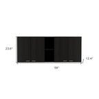 Armoire murale d'appoint en bois noir de 59 po avec cinq étagères