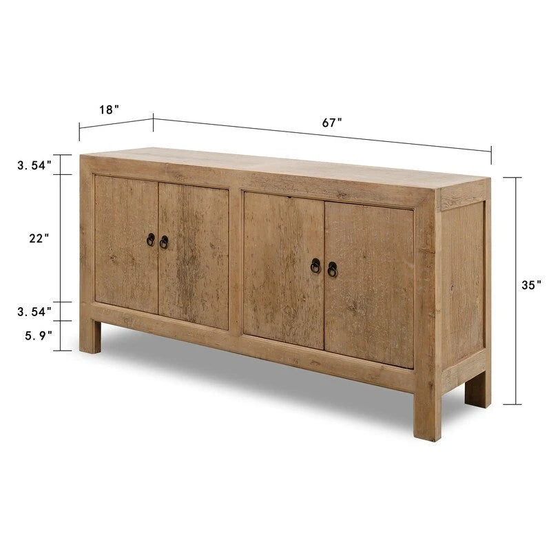 Buffet 4 portes 67 po, naturel vieilli