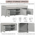 Banc de rangement avec 3 portes persiennes