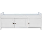 Banc de rangement avec 3 portes persiennes