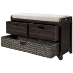 Banc de rangement avec panier amovible et 2 tiroirs