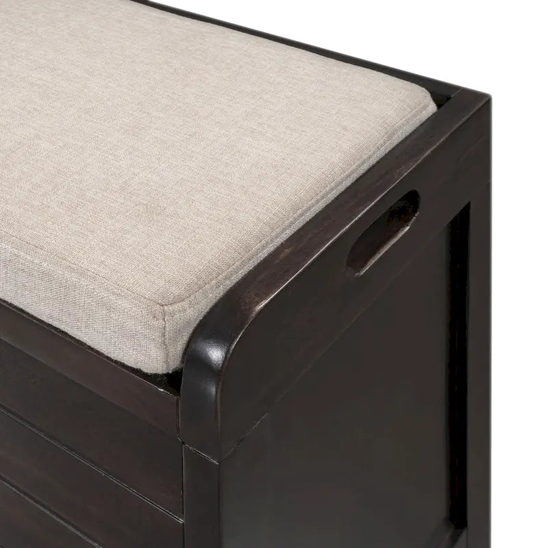 Banc de rangement avec panier amovible et 2 tiroirs