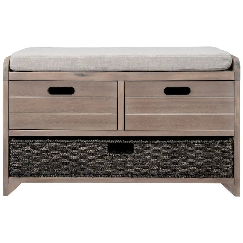 Banc de rangement avec panier amovible et 2 tiroirs