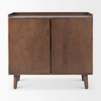 Meuble d'appoint brun moyen en bois massif avec portes et plateau-desserte