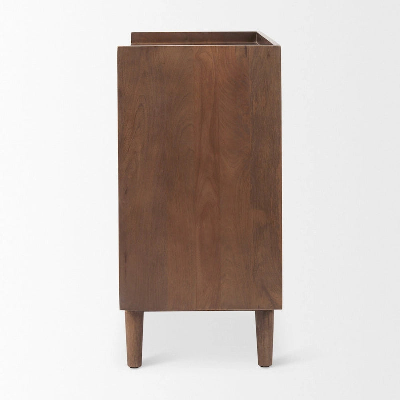 Meuble d'appoint brun moyen en bois massif avec portes et plateau-desserte