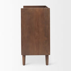 Meuble d'appoint brun moyen en bois massif avec portes et plateau-desserte