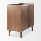 Meuble d'appoint brun moyen en bois massif avec portes et plateau-desserte
