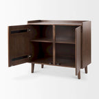 Meuble d'appoint brun moyen en bois massif avec portes et plateau-desserte