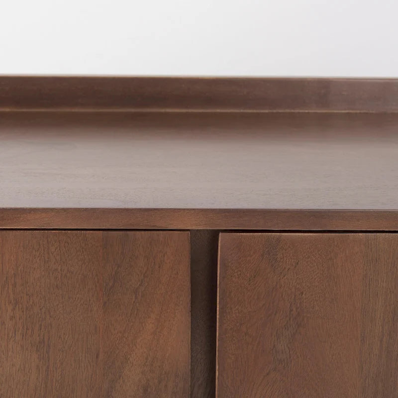 Meuble d'appoint brun moyen en bois massif avec portes et plateau-desserte