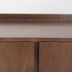 Meuble d'appoint brun moyen en bois massif avec portes et plateau-desserte