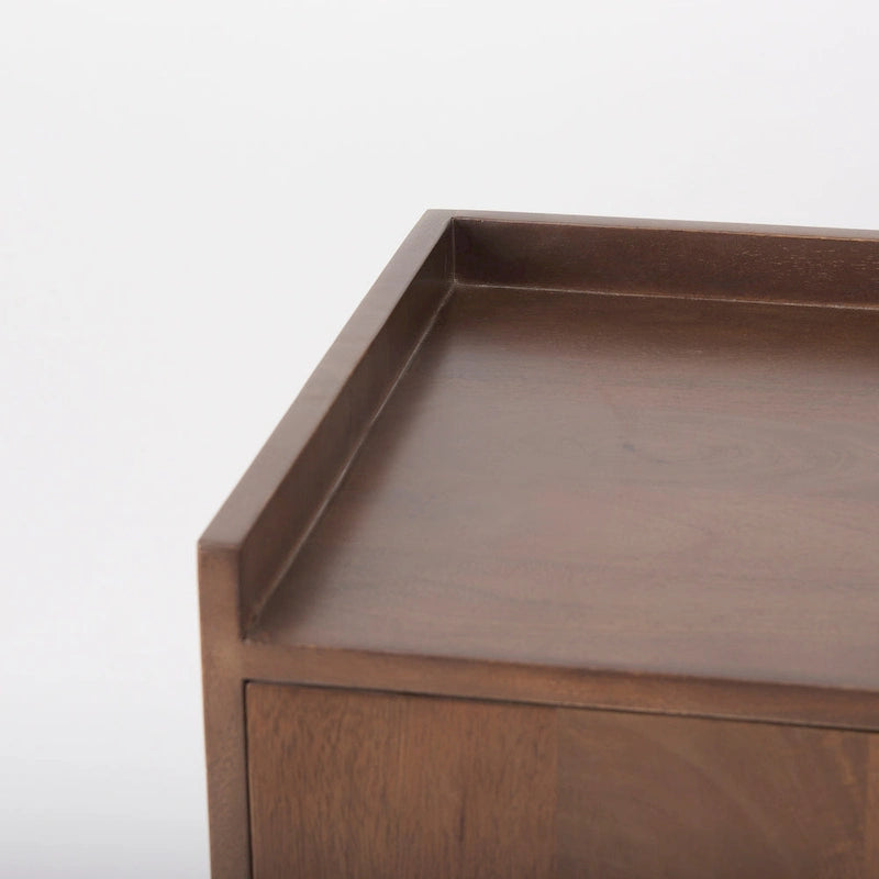Meuble d'appoint brun moyen en bois massif avec portes et plateau-desserte