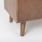 Meuble d'appoint brun moyen en bois massif avec portes et plateau-desserte