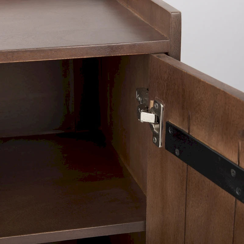 Meuble d'appoint brun moyen en bois massif avec portes et plateau-desserte