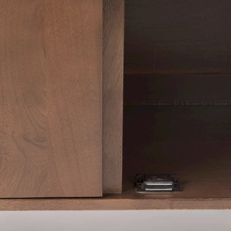 Meuble d'appoint brun moyen en bois massif avec portes et plateau-desserte