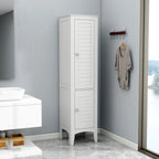 Meuble Colonne Haute et Étroite avec 2 Portes à Persiennes et 5 Étagères pour Salle de Bain, Cuisine, Salon, Armoire de Rangement