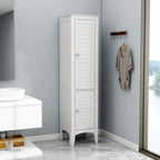 Tall Narrow Tower Freestanding Cabinet with 2 Shutter Doors 5 Tier Shelves for Bathroom, Kitchen ,Living Room,Storage Cabinet