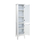 Meuble Colonne Haute et Étroite avec 2 Portes à Persiennes et 5 Étagères pour Salle de Bain, Cuisine, Salon, Armoire de Rangement