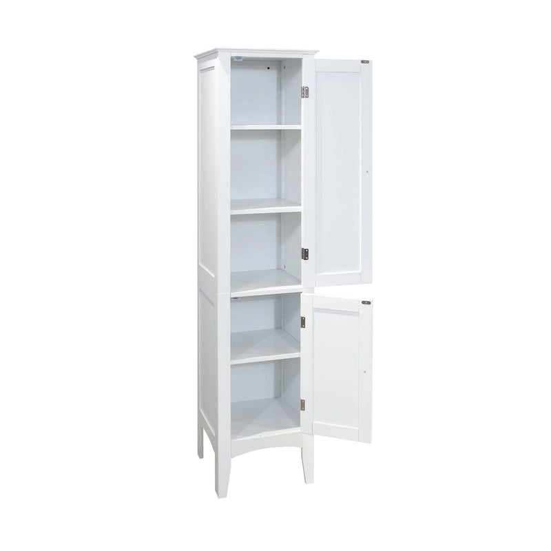 Meuble Colonne Haute et Étroite avec 2 Portes à Persiennes et 5 Étagères pour Salle de Bain, Cuisine, Salon, Armoire de Rangement