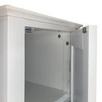 Meuble Colonne Haute et Étroite avec 2 Portes à Persiennes et 5 Étagères pour Salle de Bain, Cuisine, Salon, Armoire de Rangement
