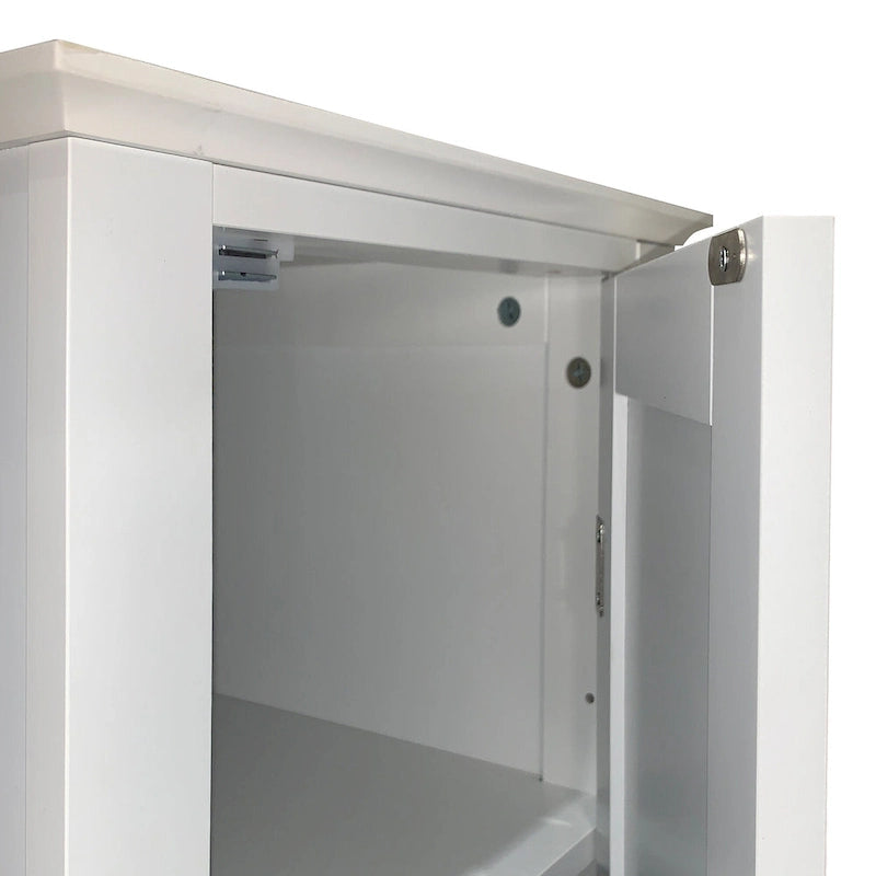 Meuble Colonne Haute et Étroite avec 2 Portes à Persiennes et 5 Étagères pour Salle de Bain, Cuisine, Salon, Armoire de Rangement