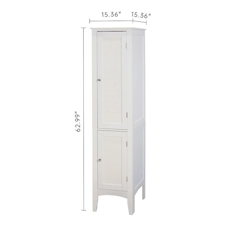 Meuble Colonne Haute et Étroite avec 2 Portes à Persiennes et 5 Étagères pour Salle de Bain, Cuisine, Salon, Armoire de Rangement