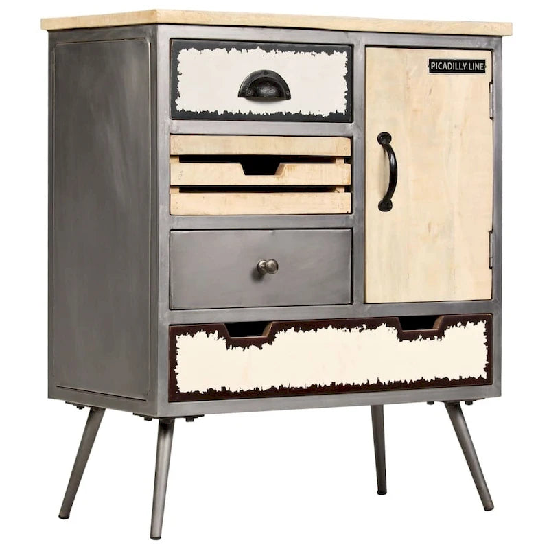 vidaXL Sideboard Solid Mango Wood and Steel 25.6x13x29.9