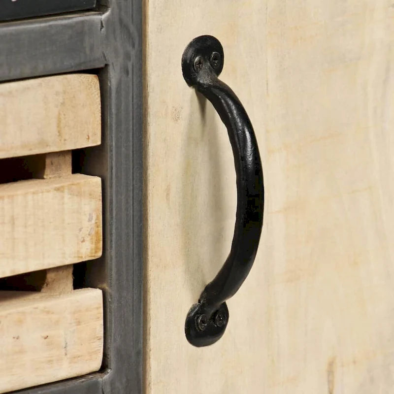 Bahut en bois de manguier massif et acier 25,6x13x29,9