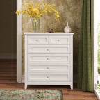 Modern 43-in Storage Solid Wood Retro Round Handle Side Cabinet with 6-Drawer