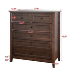 Meuble d'appoint moderne de 109 cm en bois massif avec 6 tiroirs et poignées rondes rétro
