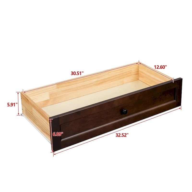 Meuble d'appoint moderne de 109 cm en bois massif avec 6 tiroirs et poignées rondes rétro