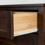 Meuble d'appoint moderne de 109 cm en bois massif avec 6 tiroirs et poignées rondes rétro