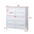 Meuble d'appoint moderne de 109 cm en bois massif avec 6 tiroirs et poignées rondes rétro