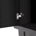 Buffet avec portes en verre, buffet miroir à 3 portes avec poignée argentée - N/A