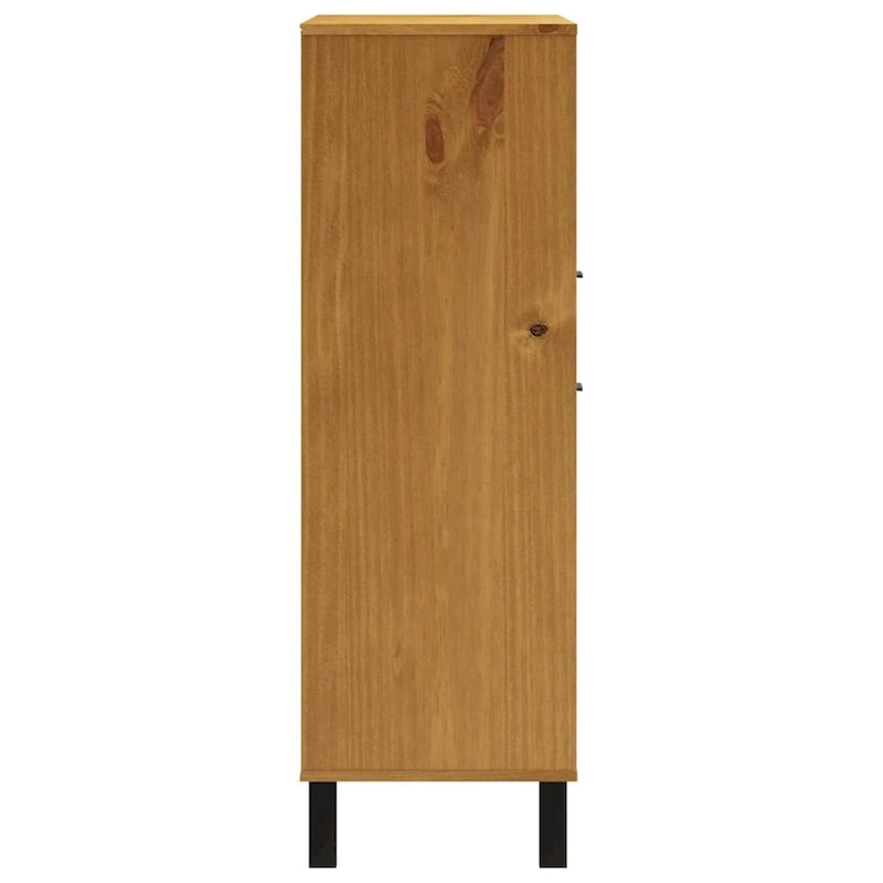 Bahut avec porte vitrée FLAM 36.2x15.7x48.2 en bois massif de pin - 36,2 x 15,7 x 48,2