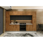 Collection Kitchen Luxe Teck Naturel & Base Couleur Noire Taille 12 Pieds de Large - 143x24