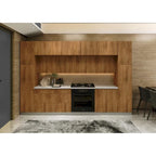 Collection Kitchen Luxe Teck Naturel & Base Couleur Noire Taille 12 Pieds de Large - 143x24