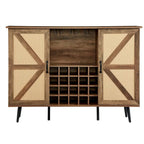 Meuble de rangement rustique en bois avec porte-bouteilles et porte-verres à vin