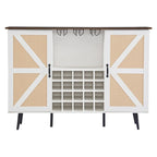 Meuble de rangement rustique en bois avec porte-bouteilles et porte-verres à vin