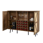 Meuble de rangement rustique en bois avec porte-bouteilles et porte-verres à vin